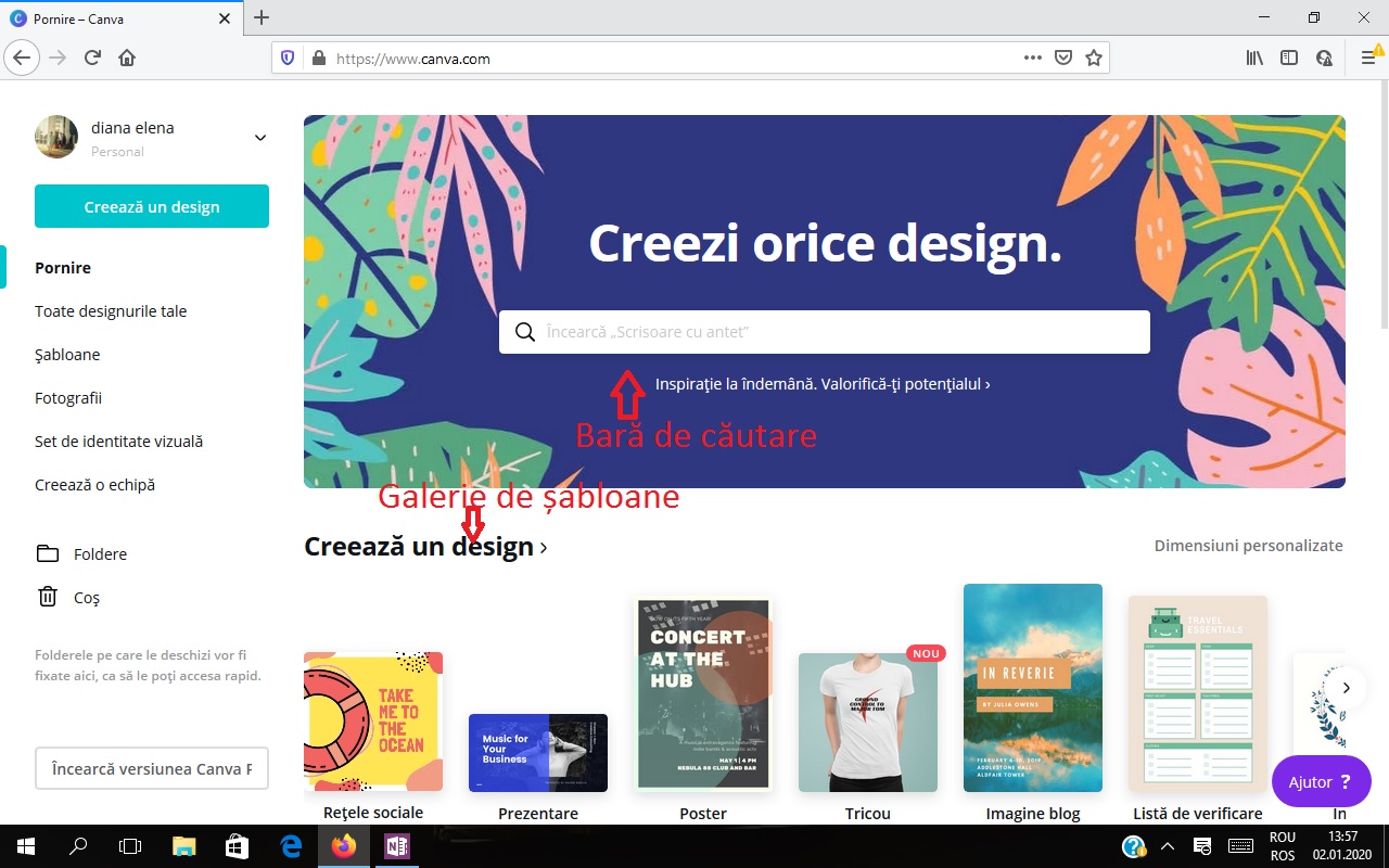 tutorial canva: pagina de start