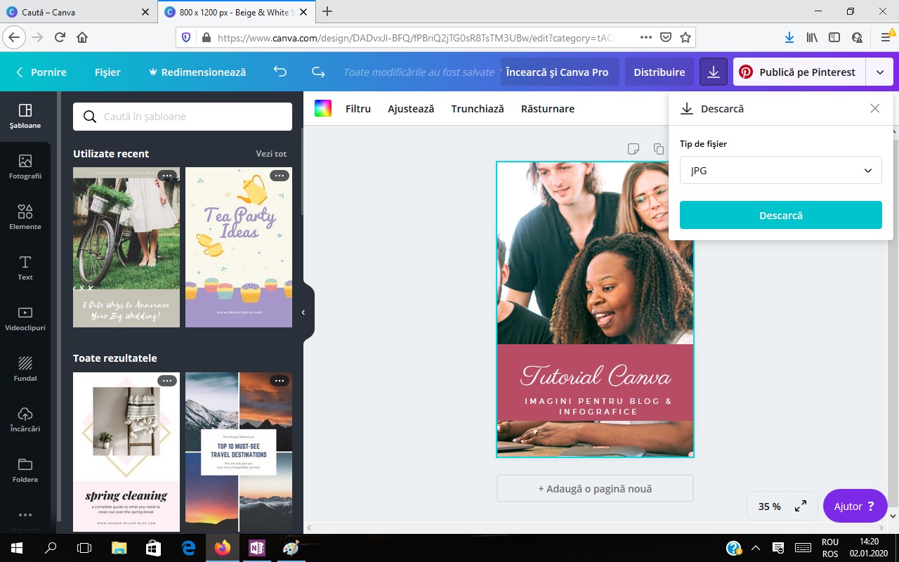 tutorial canva imagini blog: finish