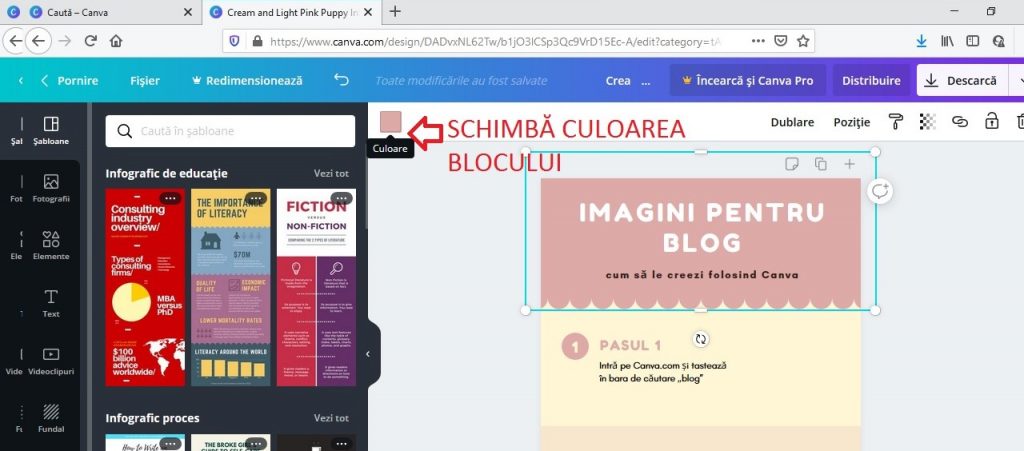 tutorial Canva - middle action